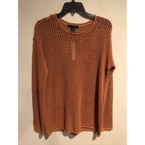 SANCTUARY Burnt Orange Open-knit Crew Neck Long Sleeve Sweater Sz SM NWT